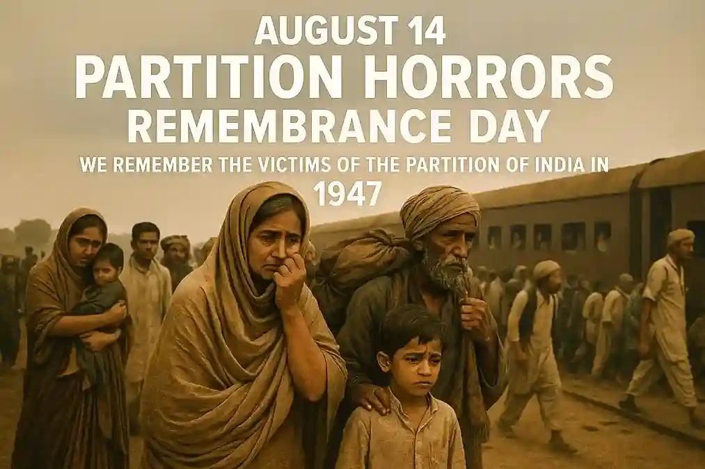 A poignant image depicting families walking during the mass migration of people during the 1947 Partition of India.