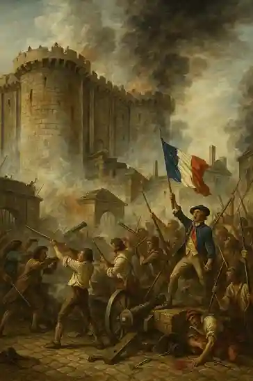 An artistic depiction of the Storming of the Bastille in 1789