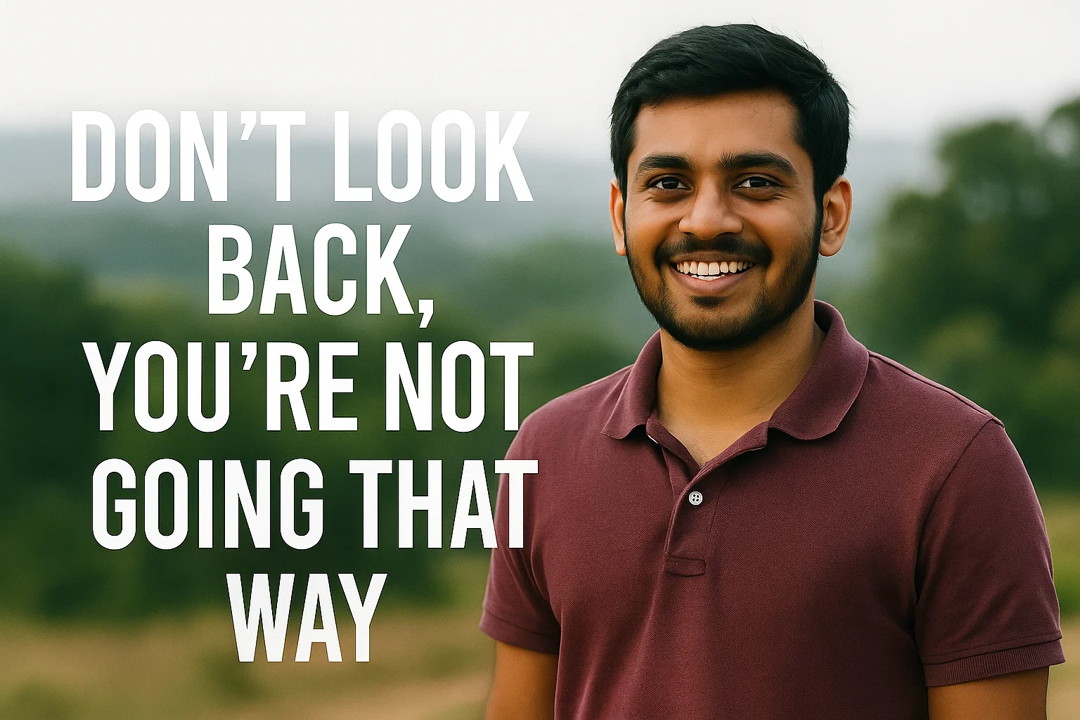 Abhishek Reddy standing confidently in a rural landscape
