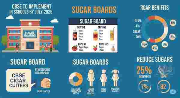 Illustration of a sugar awareness board in a school