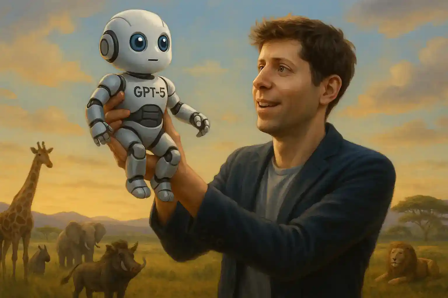 OpenAI Logo or Sam Altman giving details