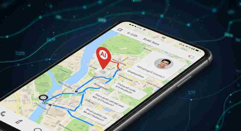 Google Maps interface showing AI-powered chat assistant