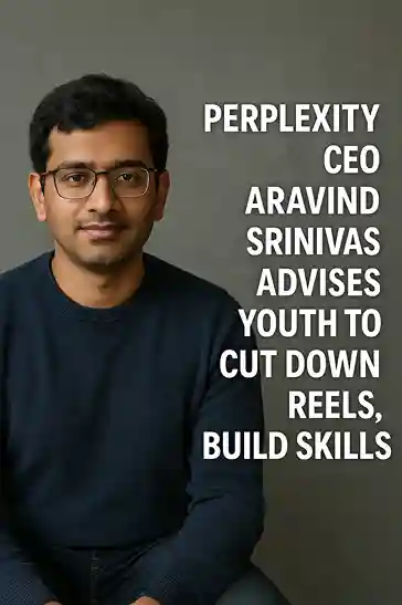 Aravind Srinivas addressing students at a tech conference