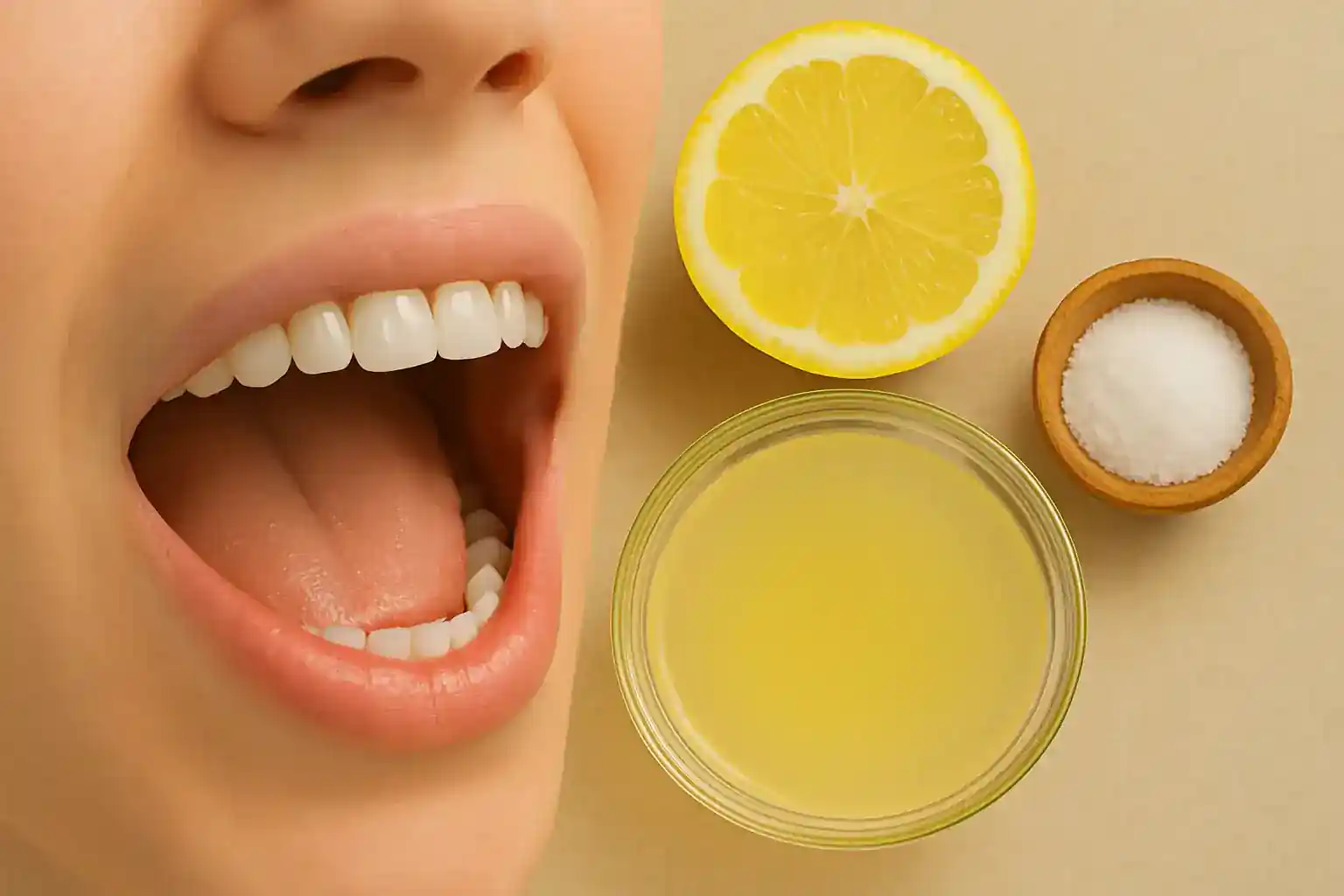 Lemon extract and salt mixed water