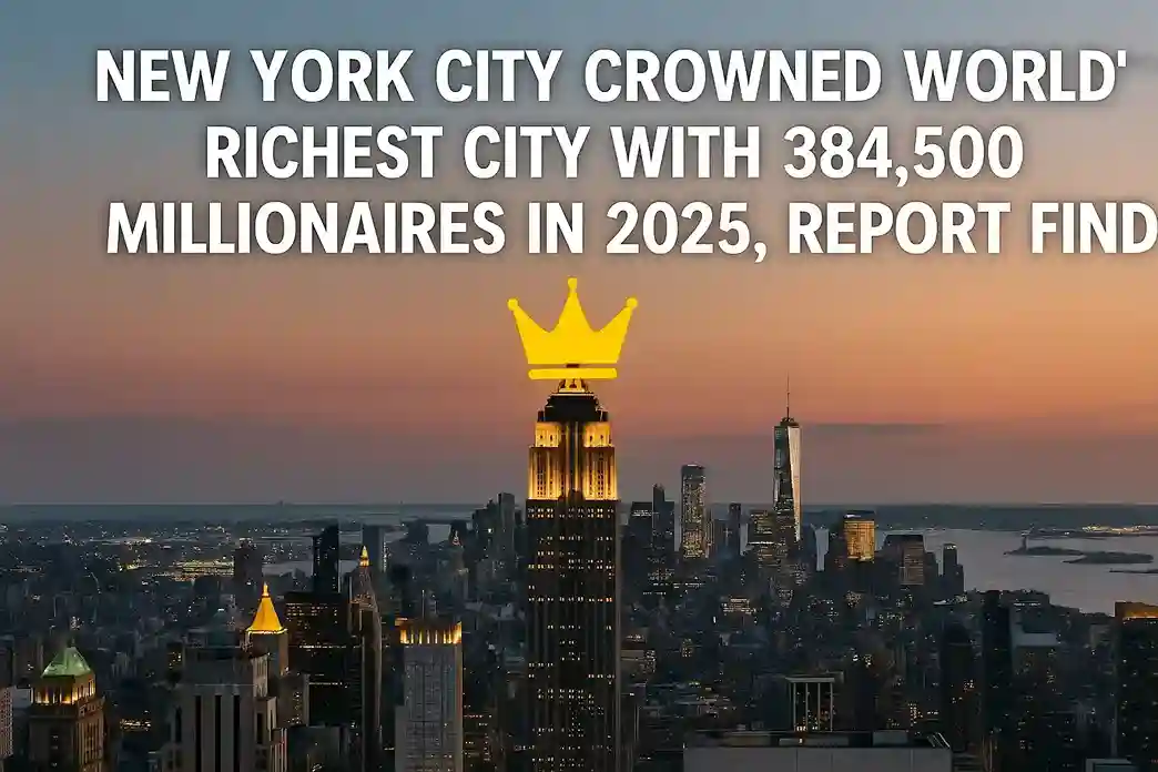 The iconic skyline of New York City at dusk, symbolizing wealth and economic power.