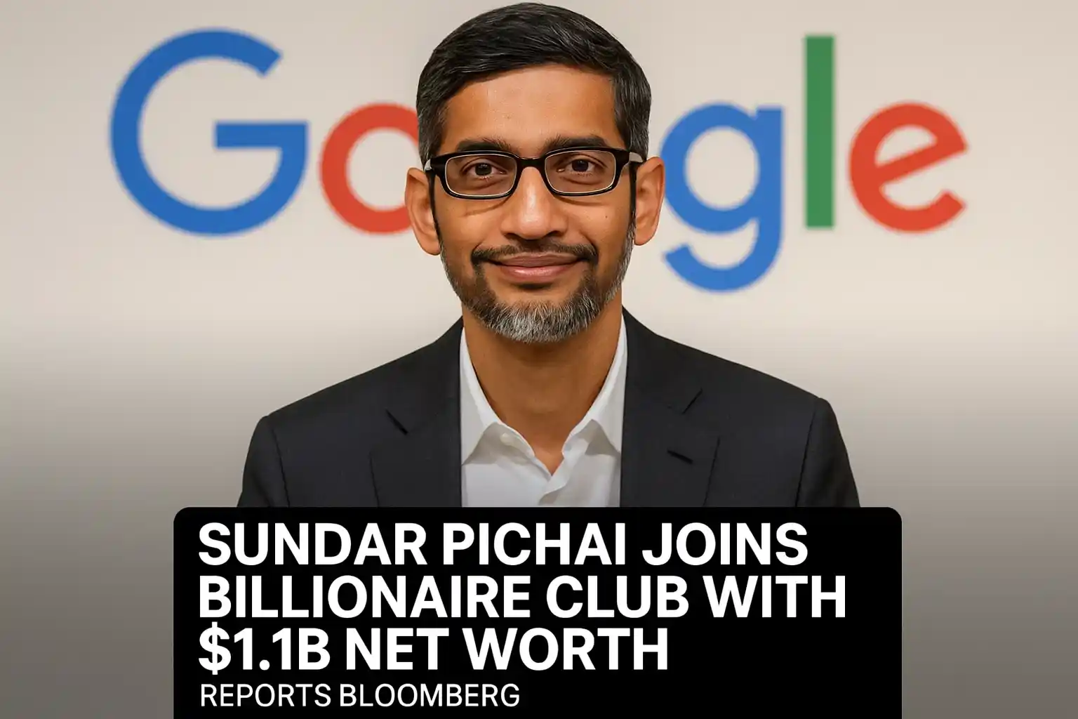 A professional portrait of Alphabet and Google CEO, Sundar Pichai.