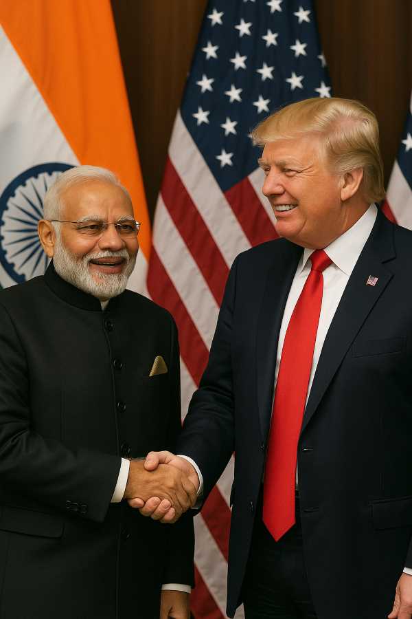 PM Modi and Donald Trump during a bilateral trade discussion