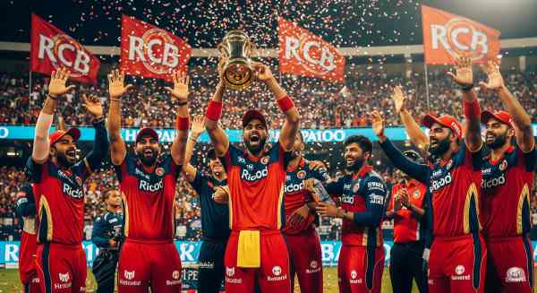 Jubilant RCB players celebrating their IPL victory