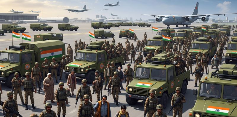 Indian citizens boarding a special evacuation flight during Operation Sindhu
